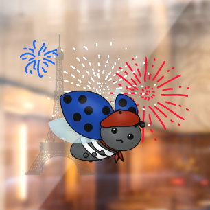 Bastille Day Ladybug, bored Window Cling