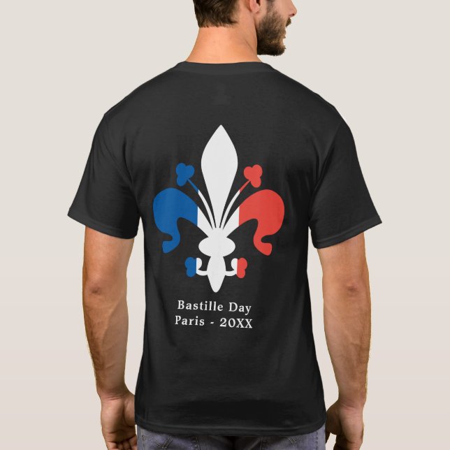 Bastille Day Paris France 14 Juillet Custom Text T-Shirt (Back)