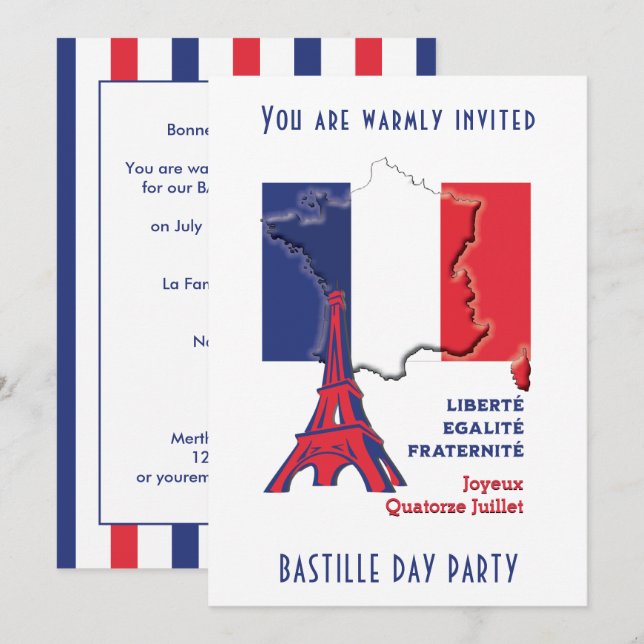 BASTILLE DAY Party Invitation (Front/Back)