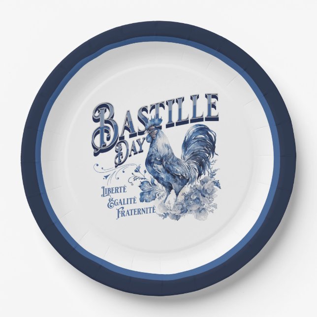 Bastille Day Rooster Paper Plate (Front)