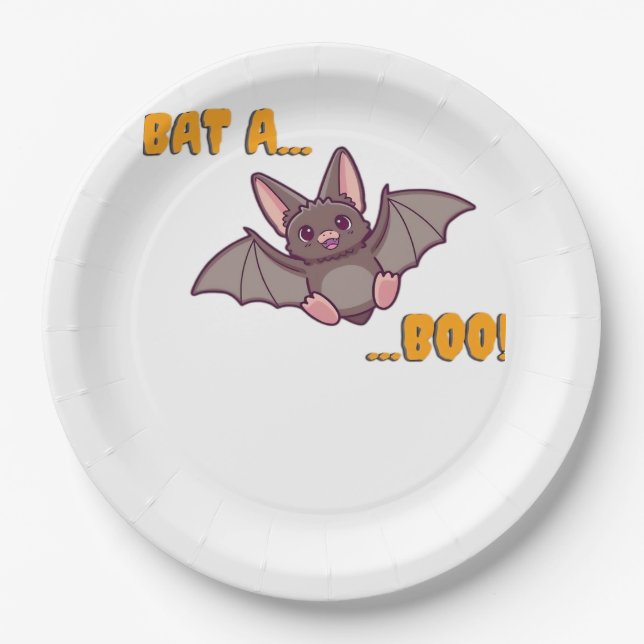 Bat A Boo Cute Bat Paper Plate (Front)