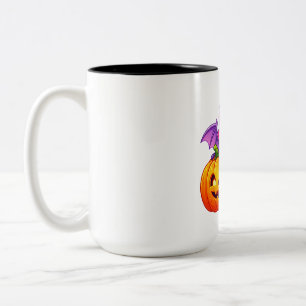 Bat and Pumpkin Halloween Charm Two-Tone Coffee Mug