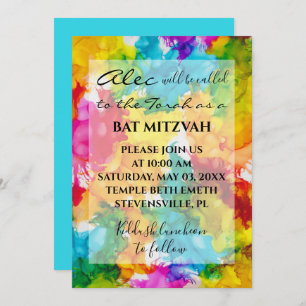 Bat Bar Mitzvah Splash of Colour Invitation