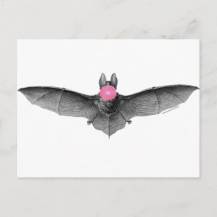 Bat Blowing Bubbles Gothic Absurd Postcard