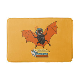 Bat Book Lover Funny Halloween Bath Mat