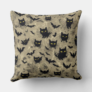 Bat Cat Design Throw Pillow