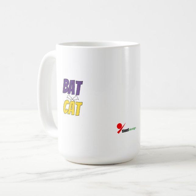 Bat Cat | Funny Halloween Pet Design Coffee Mug (Front Left)