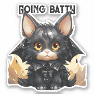 Bat Cat Sticker - "Going Batty"