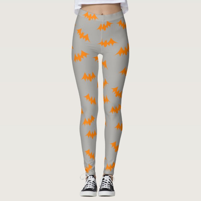 Bat Confetti Leggings Orange/Grey (Front)