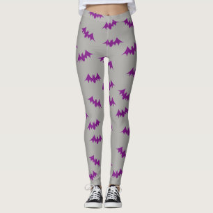 Bat Confetti Leggings Purple/Grey
