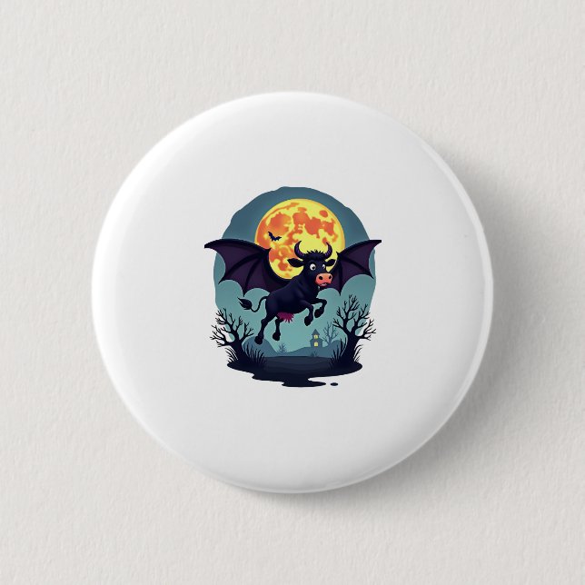 Bat Cow at Midnight 2 Inch Round Button (Front)