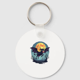 Bat Cow at Midnight Keychain
