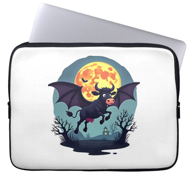 Bat Cow at Midnight Laptop Sleeve (Front)
