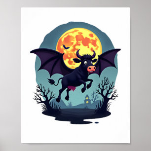 Bat Cow at Midnight Poster