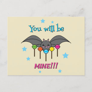 Bat Craving Lollipops - You Will Be Mine Holiday Postcard