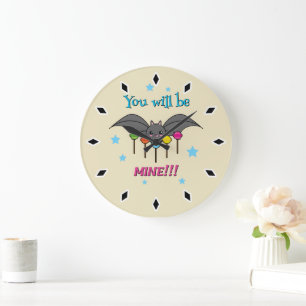 Bat Craving Lollipops - You Will Be Mine Large Clock