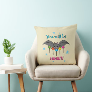 Bat Craving Lollipops - You Will Be Mine Throw Pillow
