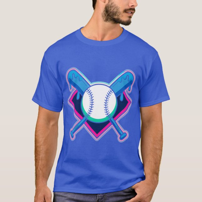 Bat Crossed Neon Drip Style Oversized T-Shirt (Front)