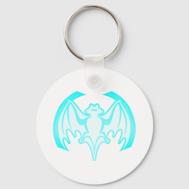 Bat Cyan Inv The MUSEUM Zazzle Gifts Keychain (Front)