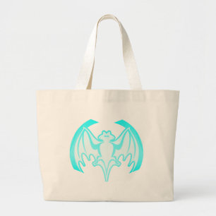 Bat Cyan Inv The MUSEUM Zazzle Gifts Large Tote Bag