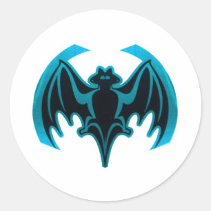 Bat Cyan The MUSEUM Zazzle Gifts Classic Round Sticker
