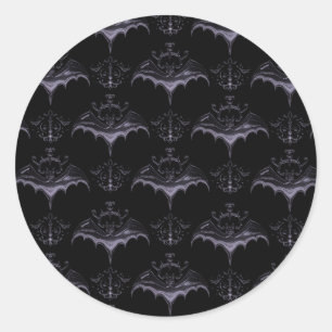 Bat Damask Stickers - Pale French Lilac