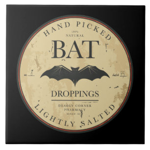 Bat Droppings Vintage Halloween Label Tile