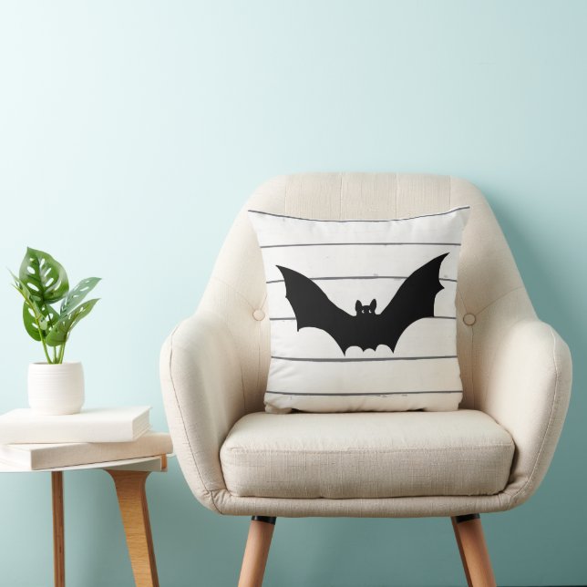 Bat Flying Halloween Throw Pillow (Chair)