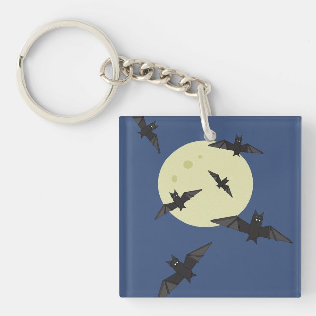 Bat flying in the moon keychain (Front)