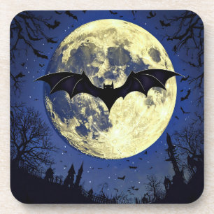 Bat Flying Over Moonlit Sky Coaster
