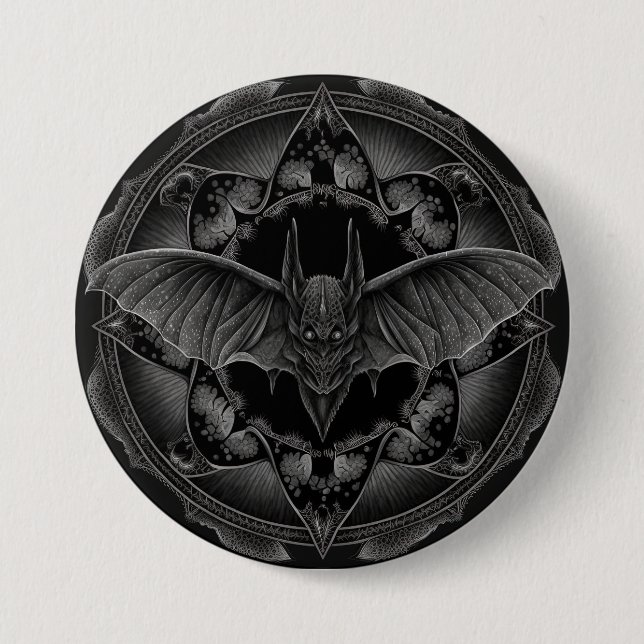 Bat Gothic Dark, Ai Generated Design 3 Inch Round Button (Front)