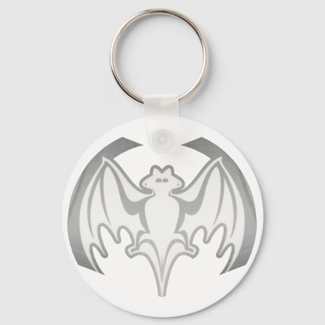 Bat Grey Inv The MUSEUM Zazzle Gifts Keychain (Front)