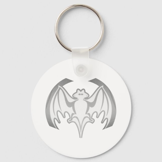Bat Grey Inv The MUSEUM Zazzle Gifts Keychain (Front)