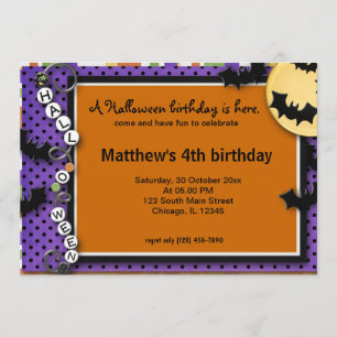 Bat Halloween Birthday Invitation