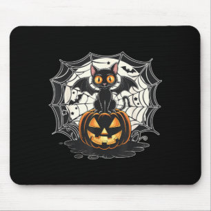 Bat Halloween _ Black Cat Bat Wings Spooky Cat Men Mouse Pad