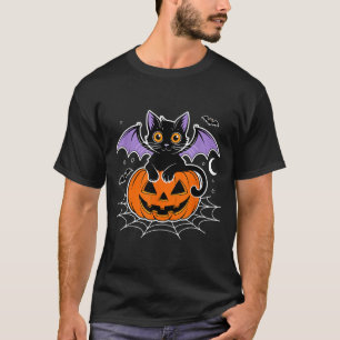 Bat Halloween _ Black Cat Bat Wings Spooky Cat Men T-Shirt