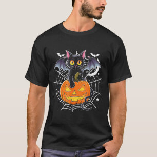 Bat Halloween _ Black Cat Bat Wings Spooky Cat Men T-Shirt