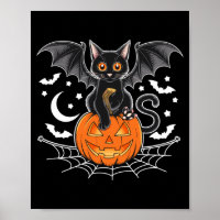 Bat Halloween _ Black Cat Bat Wings Spooky Cat