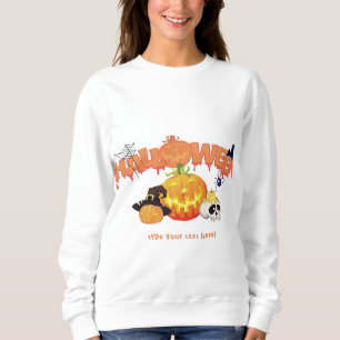 Bat Halloween Party Skull Monogram Design Modern Sweatshirt