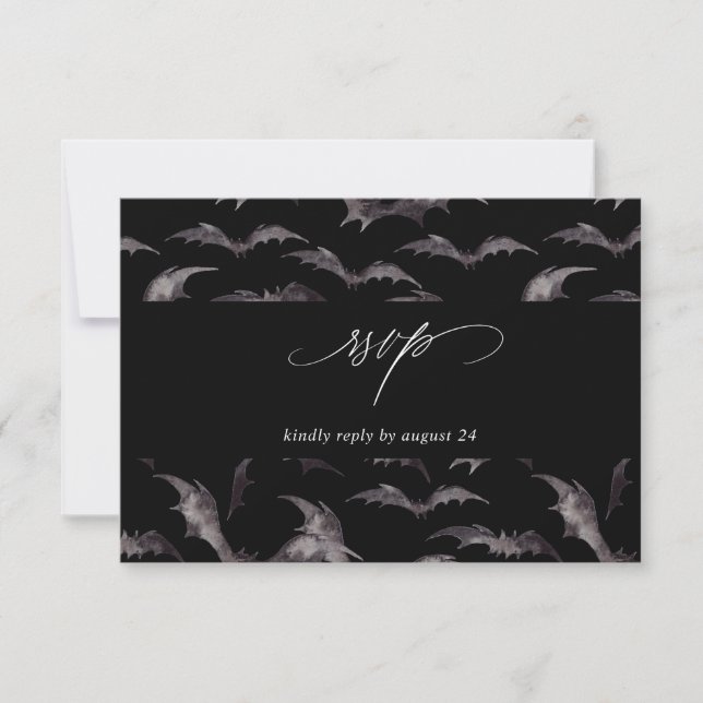 Bat Halloween Party w Meal RSVP Black Card (Front)