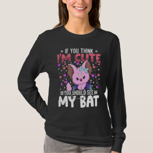 Bat Heart Valentine's Day Animal For Womens Kids T-Shirt