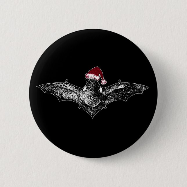 Bat in a Santa Hat 2 Inch Round Button (Front)