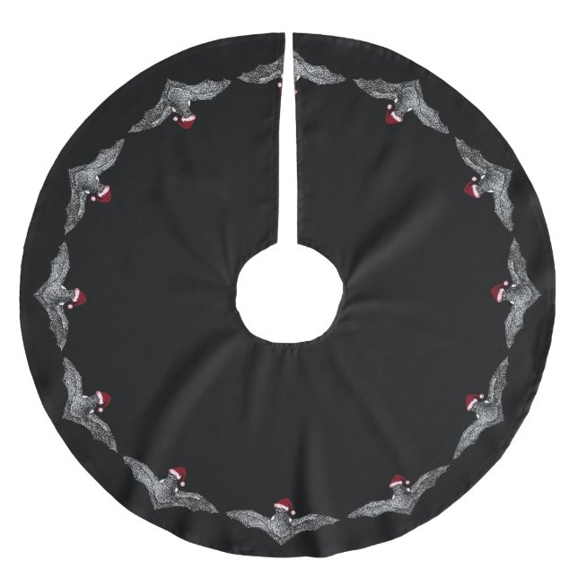 Bat In A Santa Hat Brushed Polyester Tree Skirt (Front)