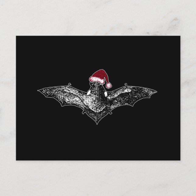 Bat in a Santa Hat Holiday Postcard (Front)