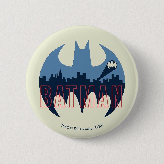 Bat Logo With Gotham & Bat Signal 2 Inch Round Button (Front)