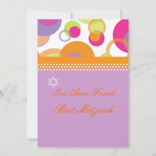 Bat  Mitvah+Mod Bubbles/orange/hot pink Invitation