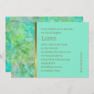 Bat Mitzvah Abstract Design in Aqua Invitation