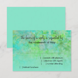 Bat Mitzvah Abstract Design in Aqua RSVP Card