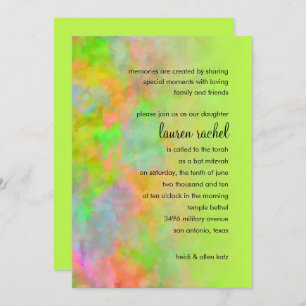 Bat Mitzvah Abstract Design in Lime Green Invitation