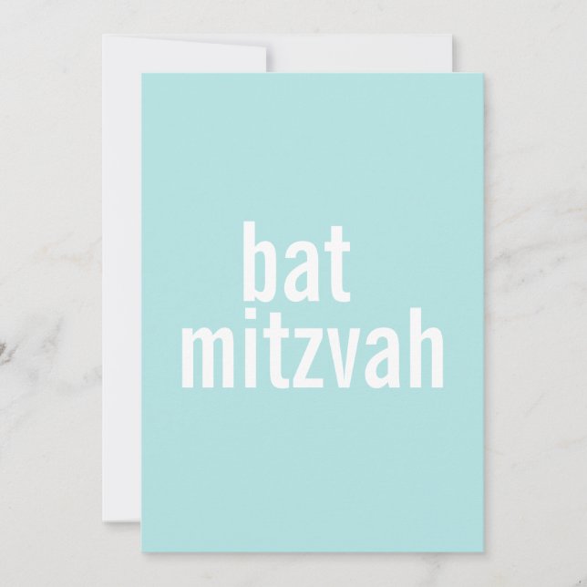 Bat Mitzvah Announcements {Light Teal} (Front)